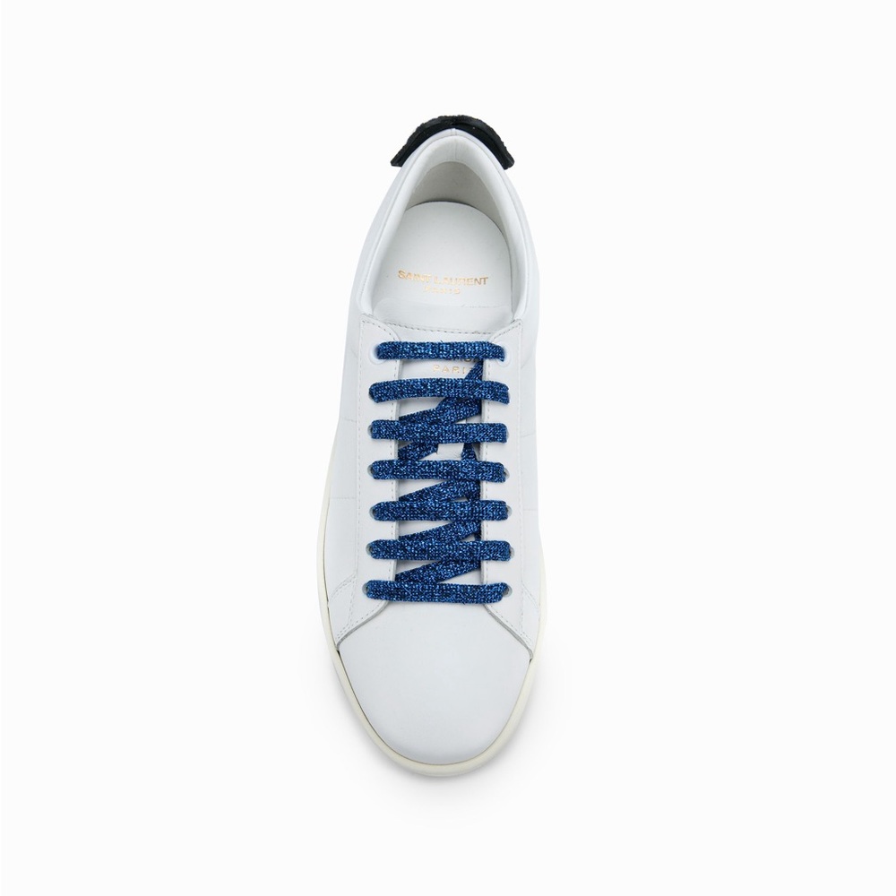 SAINT LAURENT calfskin glitter signature court lip sneakers
